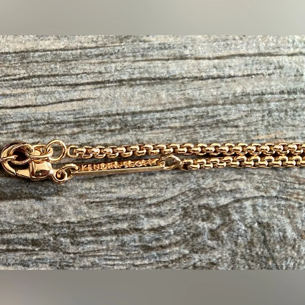 Kendra Scott Kimmy Necklace Rose Gold Gray Granite Stone - Picture 2 of 5